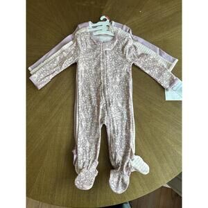 NEW Cloud Island Baby Girl 6-9 Months 3pc Purple Pink Flowers Sleepers Zip